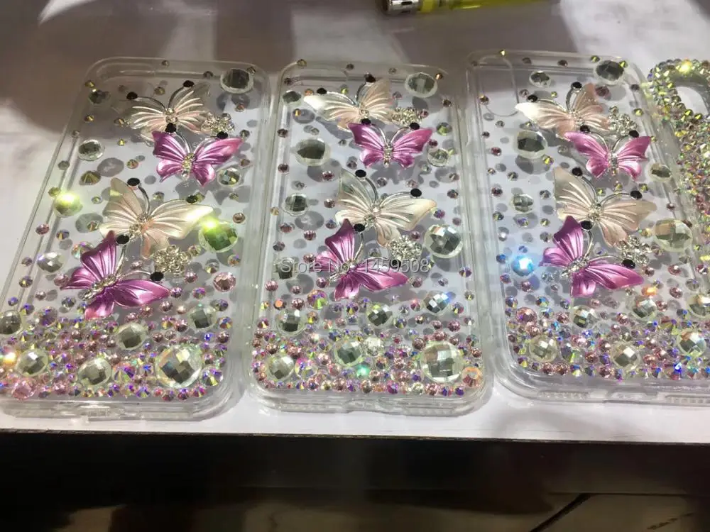 Чехол для iphone X XS Max XR 5 5S SE 6 6s 7 8 Plus с бабочкой и стразами |