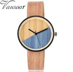 Vansvar Брендовые женские Роскошные Кварцевые часы винтажные кожаные деревянные имитация деревянные цвет деревянные простые женские