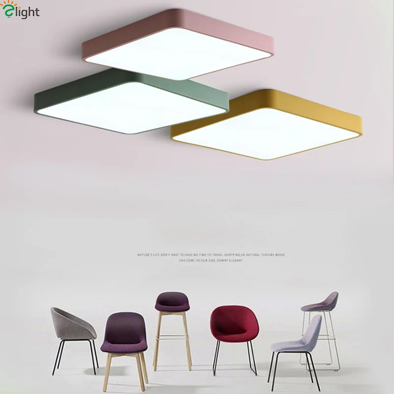 Preise Nordic Mehrfarbige Quadratische Legierung Led Decke Lichter Wohnzimmer APP Dimmbare Led Decke Lampe Schlafzimmer Führte Decken Leuchten
