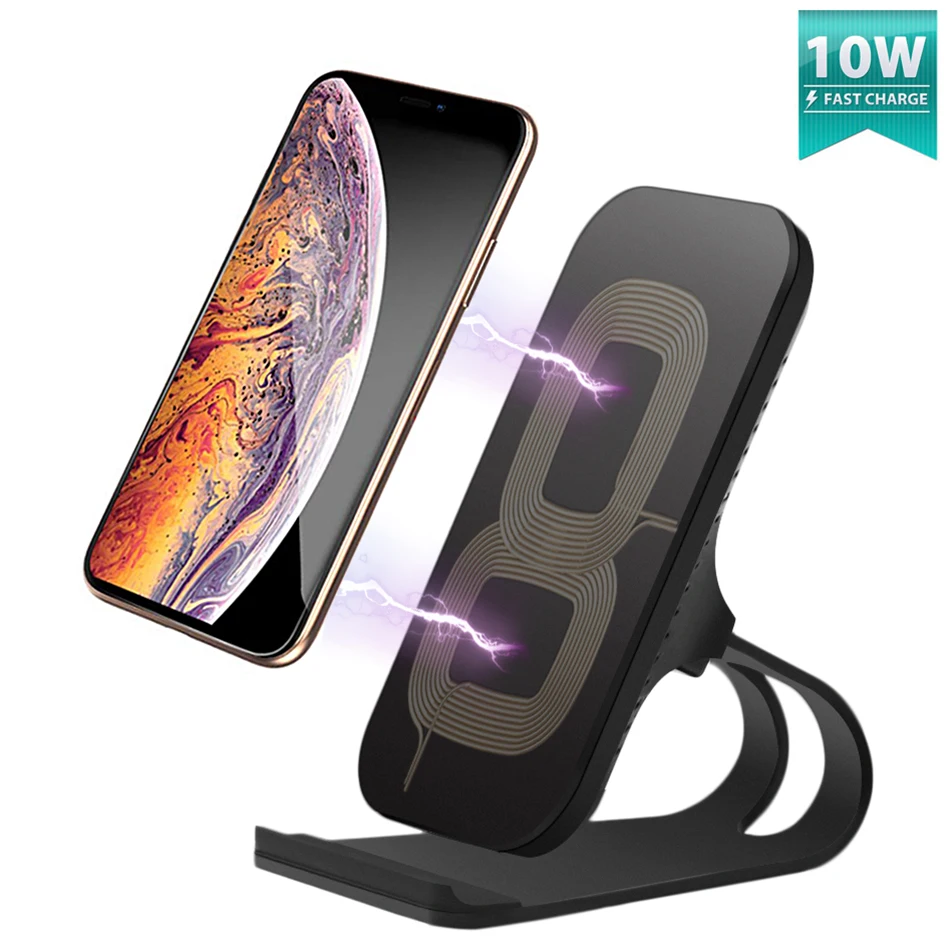 

10W Wireless Charger Quick Charging Qi Certified Desk Stand Wireless Charger with One Meter Lighting to USB Cable