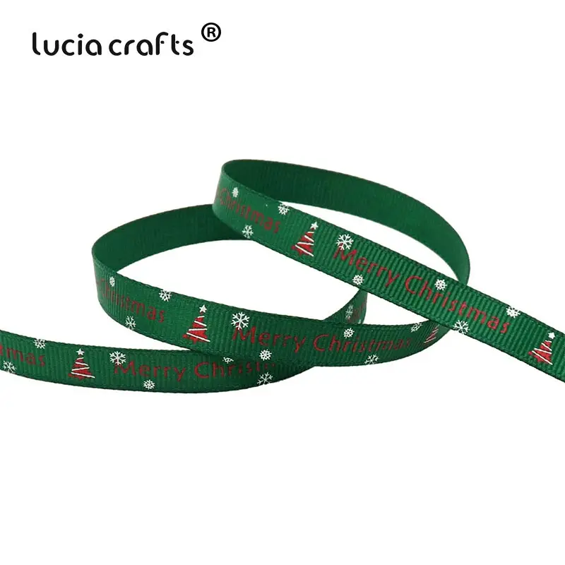 Lucia crafts 5 ярдов/12 ярдов 10 мм печатные рождественские корсажные/атласные ленты DIY рождественские вечерние упаковочные материалы T0502