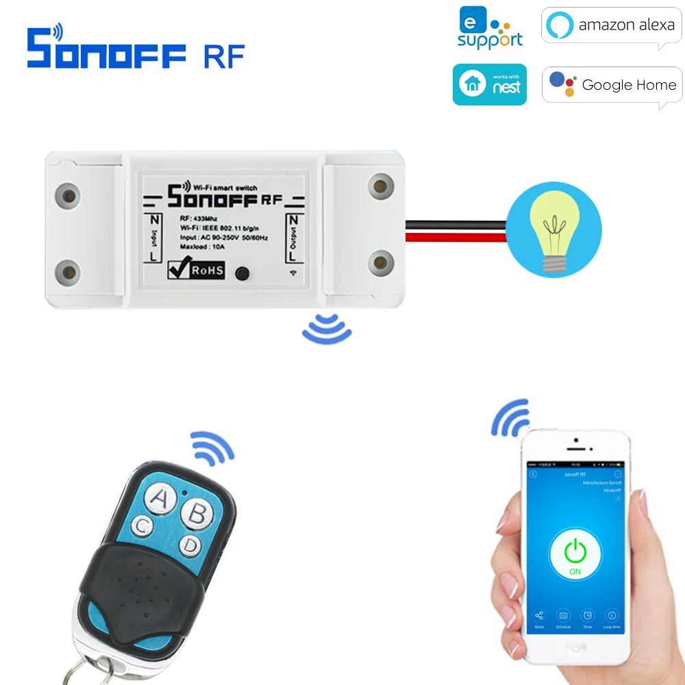433 МГц Sonoff RF WiFi беспроводной умный переключатель дома с радиочастотным