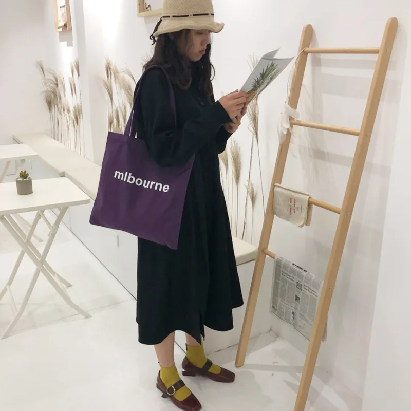 Youda 2019 Корейский простой стиль дамы одноцветная сумка Письмо печати колледж