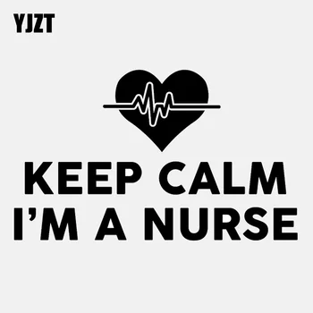 

YJZT 15.5CM*9.3CM Keep Calm I'm A Nurse Heartbeat Vinyl Black/Silver Car Sticker C22-1280