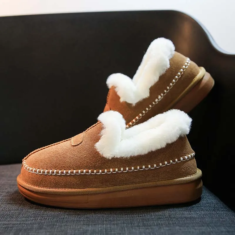

botas mujer Real Leather Casual Shoes Women Fashion Warm Snow Boots Lady chaussure 2018 Winter Female Brand footware Ankle Boots