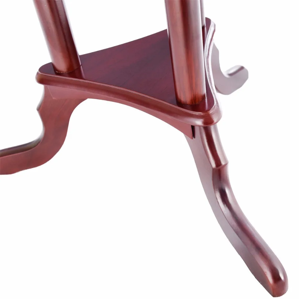 Giantex Round End Table Side Table Home Furnishing Accent Table Shelf Mahogany Living Room Furniture HW57874