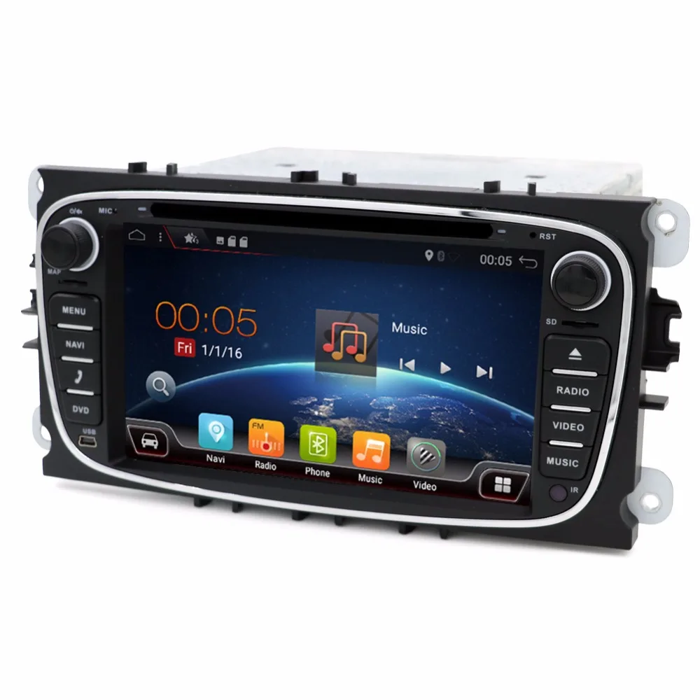 2 din Android 7.1 Quad Core Car DVD Player GPS Navi for Ford Focus Mondeo Galaxy with Audio Radio Stereo Head Unit Free Canbus