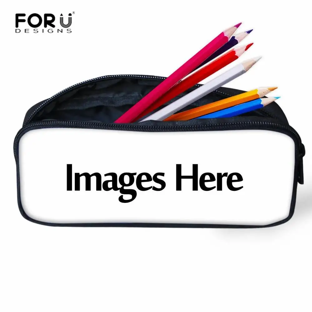 

FORUDESIGNS Women Make Up Case Custom Your Logo/Image Kids School Pencil Bag Zipper Pen Pouch Boys Girls Children Pencil Case