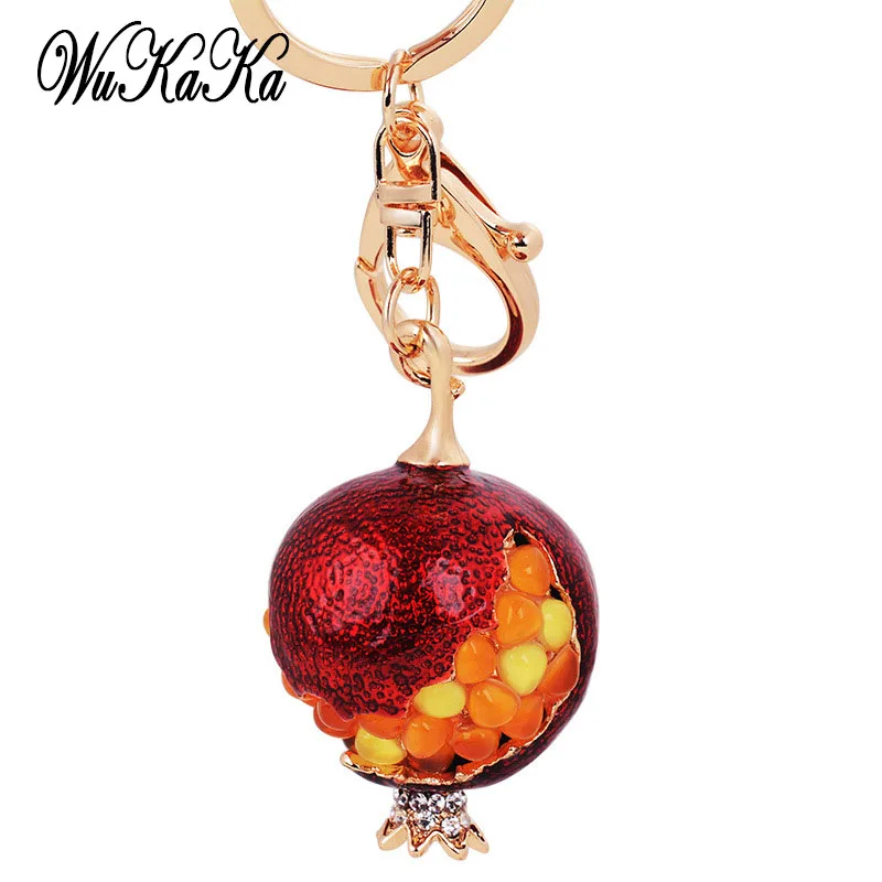 

Fashion Rhinestone Crystal Fruit Pomegranate Keychain Men Car Key Chains Rings Women Girl Handbag Pendant key chain ring Jewelry