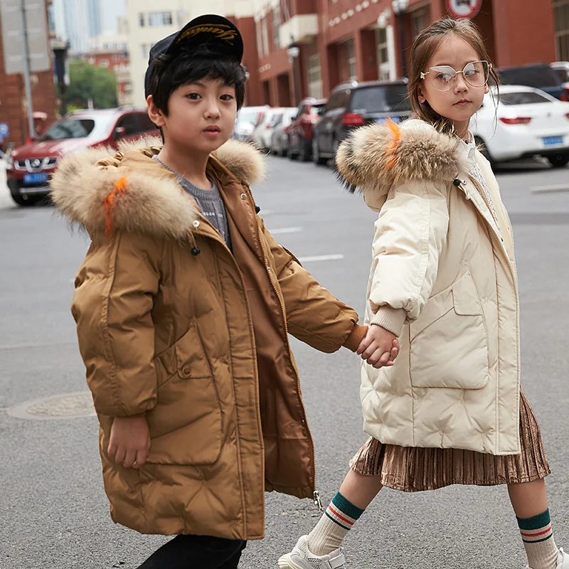 

Boy winter jacket coat children's down jacket long new boys and girls Korean version thickening kids winter jacket