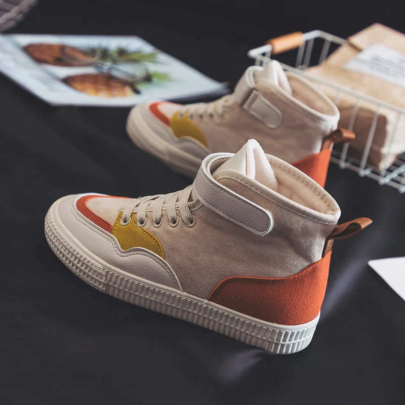 

women shoes autumn winter high top hook loop students casual shoes