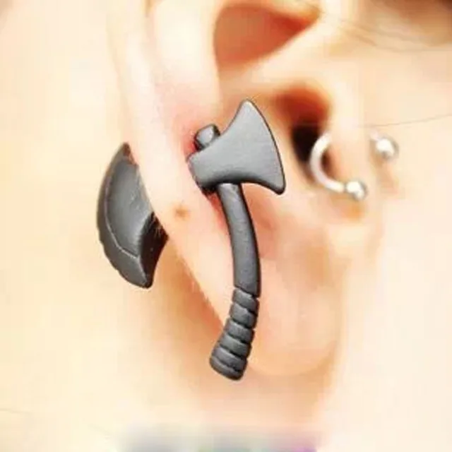 1pc Personality Punk Nickel Free Black Ax Hatchet Mens Womens Stud 1pc Personality Punk Nickel Free Black Ax Hatchet Mens Womens Stud Earring Fashion Piercing Jewelry Accessories