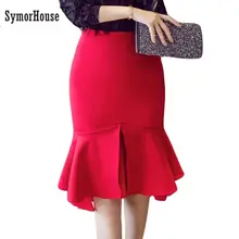 S-5XL Женская юбка-карандаш модная OL обтягивающая юбка Деловая одежда оборки подол Русалка шифоновая Лоскутная Женская юбка офисная