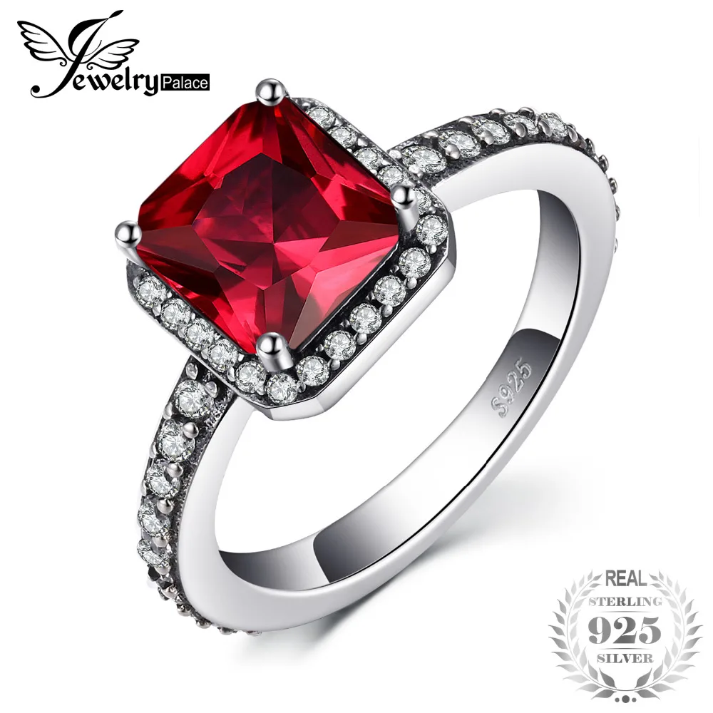 

Jewelrypalace 925 Sterling Silver Created Ruby Ring Gifts For Women Anniversary Gifts Fashion Jewelry New Princess Engagement