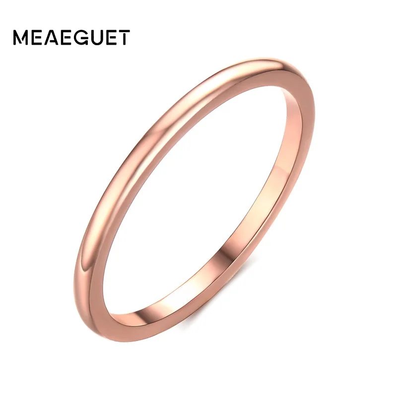 Meaeguet Engagement Rings For Women Rose Gold Color Wedding Rings Stainless Steel Jewelry Wedding Bands