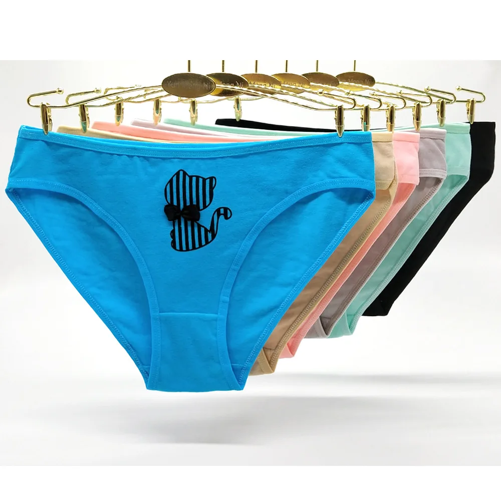 

Free shipping 5pcs/lot Hot New girl panties Cute cartoon printed ladies underwear all cotton women's briefs 89201