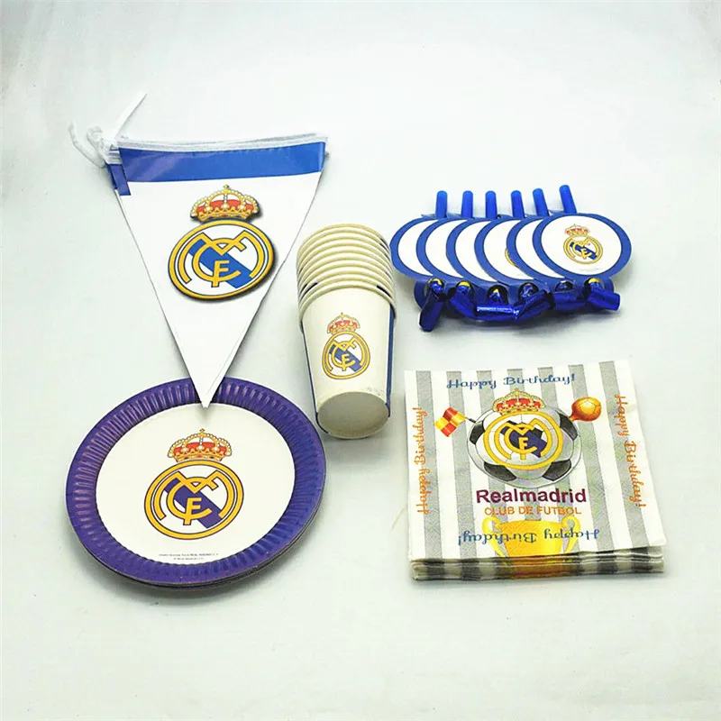 

cartoon footable real madrid theme for children have birthday party decoration supplies blowouts banners napkins