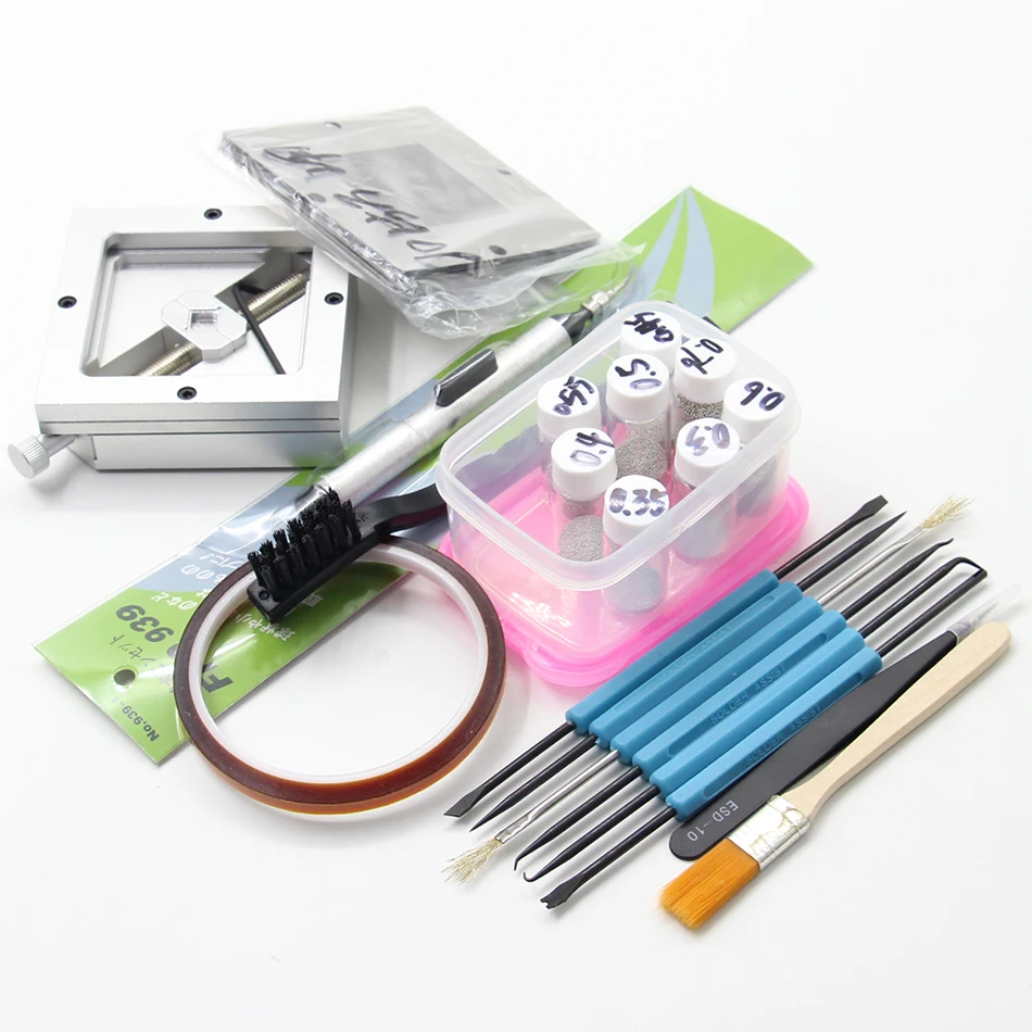 

Silver Diagonal BGA reballing kit 90*90mm BGA reballing station with 10/PCS BGA Universal Stencil template