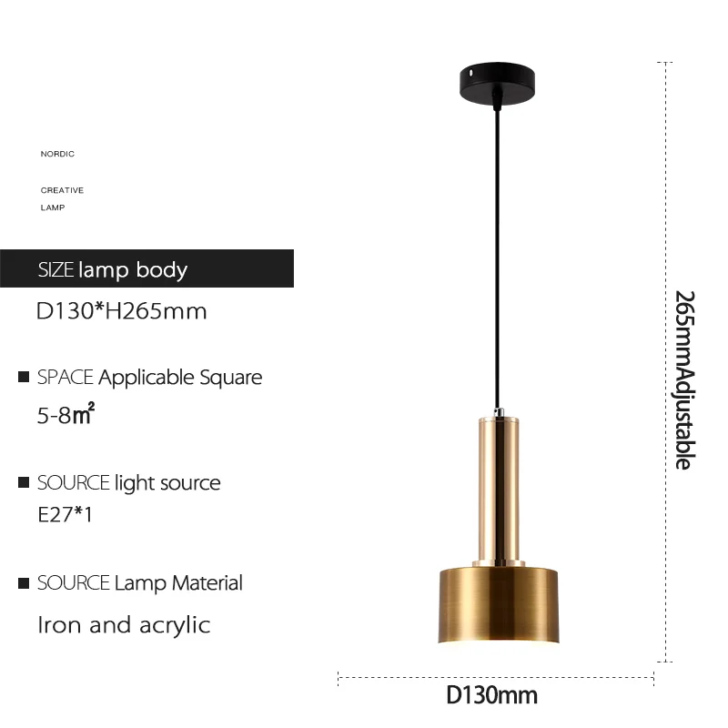 Visdanfo в скандинавском европейском стиле небольшие подвесные светильники E27 droplight промышленные лампы кухонное украшение для дома освещение лампы - Цвет корпуса: gold