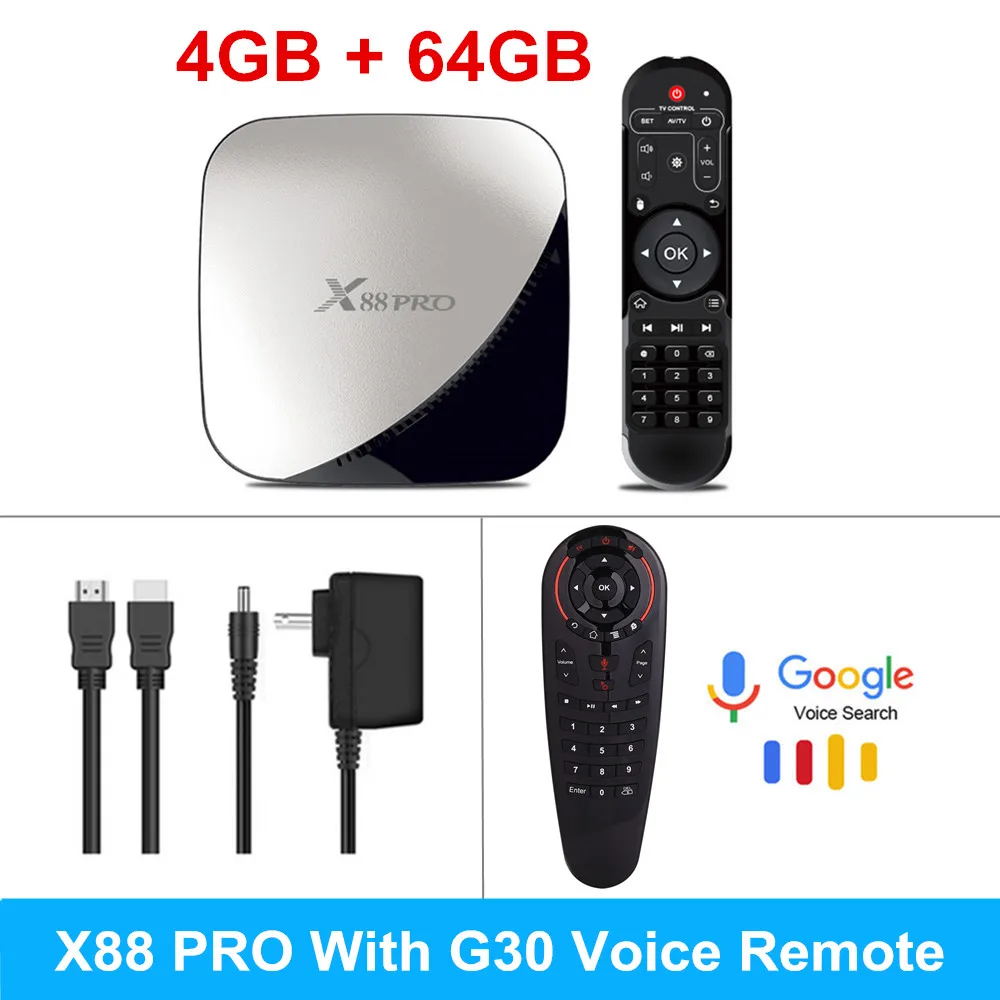 X88 PRO 9,0 Android tv Box Rockchip RK3318 4 Гб ОЗУ 32 Гб 64 Гб H.265 4K голосовой помощник Google Netflix Youtube 2G 16G медиаплеер - Цвет: 4GB64GB G30 Voice