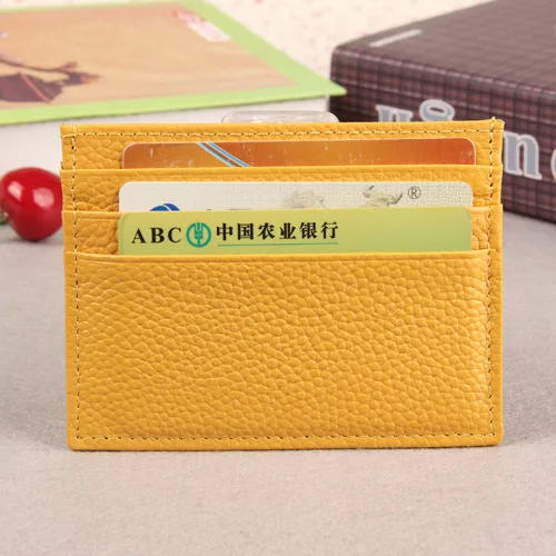 Индивидуальные начальные буквы из натуральной коровьей кожи галька кожаный держатель для кредитных карт для мужчин тонкий ID карточный кошелек бумажник - Цвет: Yellow