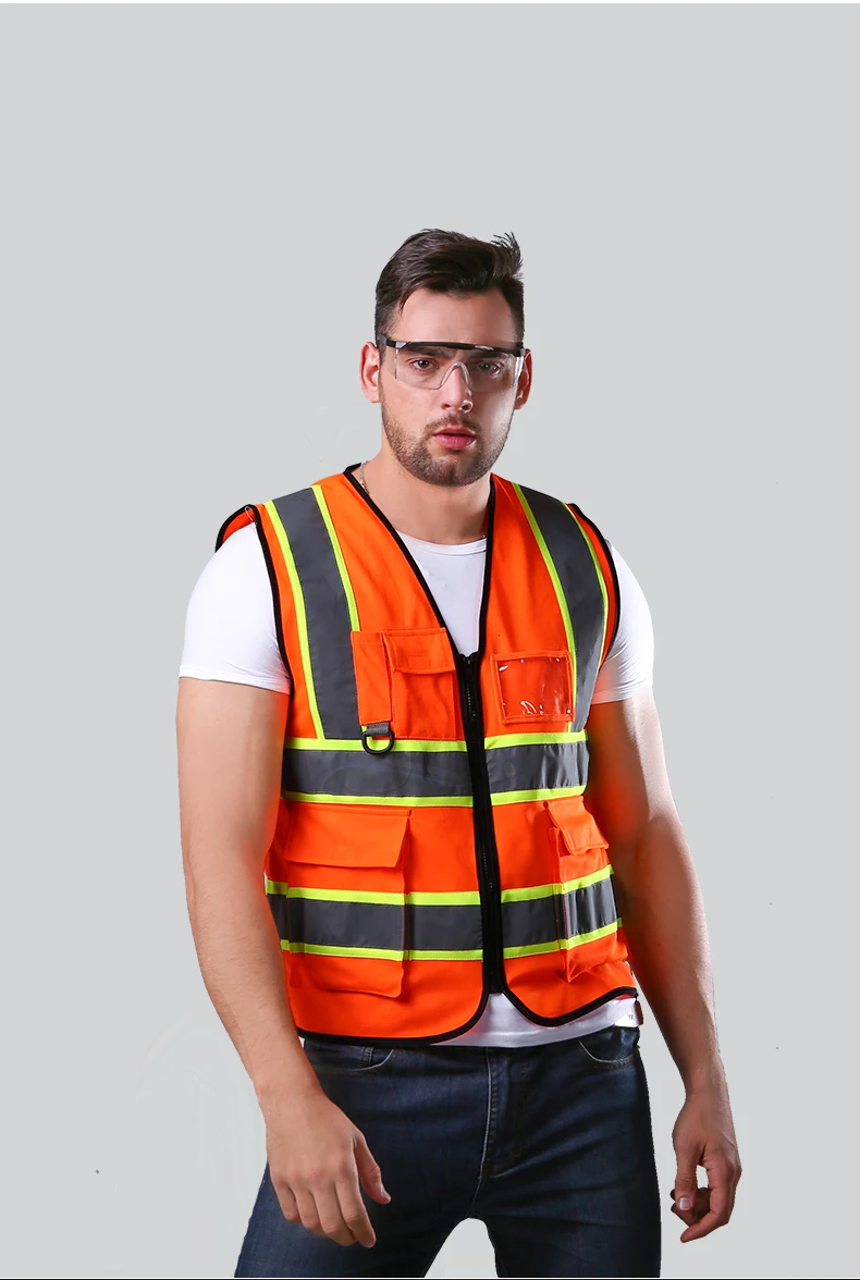 Жилет безопасности высокой видимости светоотражающий жилет для бега жилет строительного работника со светоотражающими полосками желтый и оранжевый
