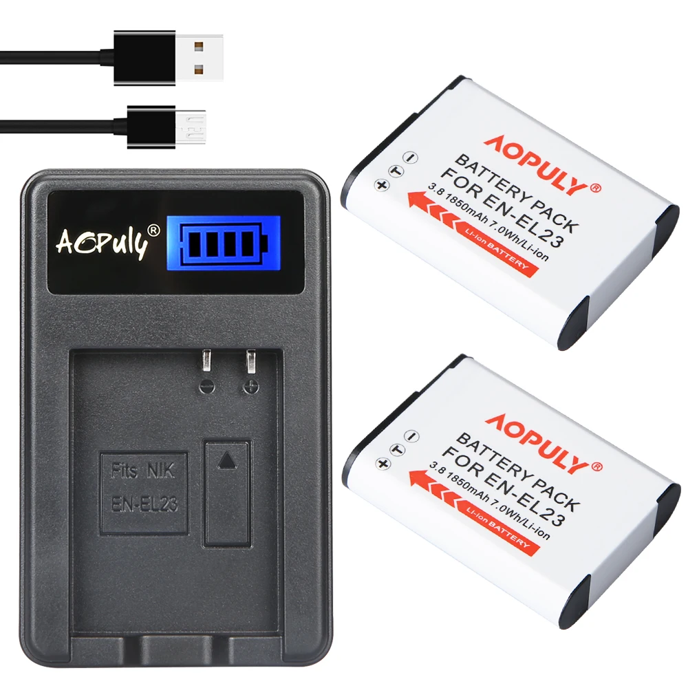 

Digital Camera Replacement Batteries EN-EL23 EN EL23 ENEL23 Battery + USB Charger For Nikon Coolpix S810c P900 P900s P610 P600