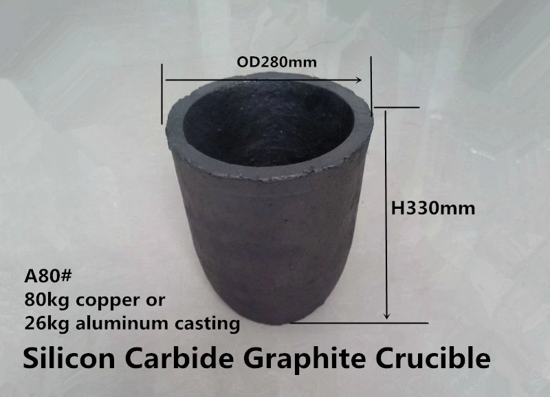 A80 Silicon Carbide Graphite Crucible For 80kg Copper Or 26kg Aluminum