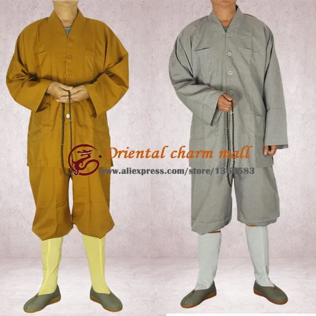 Высокое Качество Shaolin Monk Буддисты Ежедневно равномерное Дзен Буддийский Кунг-фу Обучение Костюм Катионных ткани небольшой платье халат