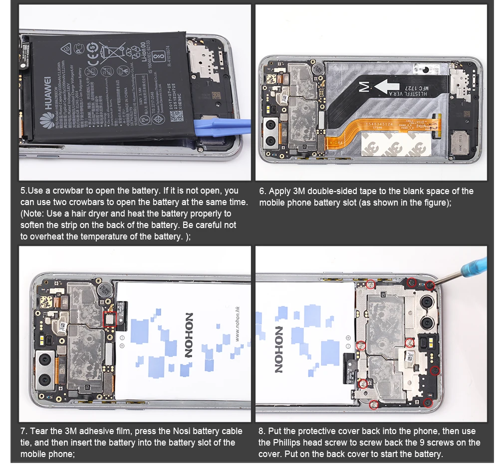 NOHON аккумулятор для huawei Honor 9 huawei P10 5,1 Bateria HB386280ECW 3200 мАч Сменные Аккумуляторы с инструментами