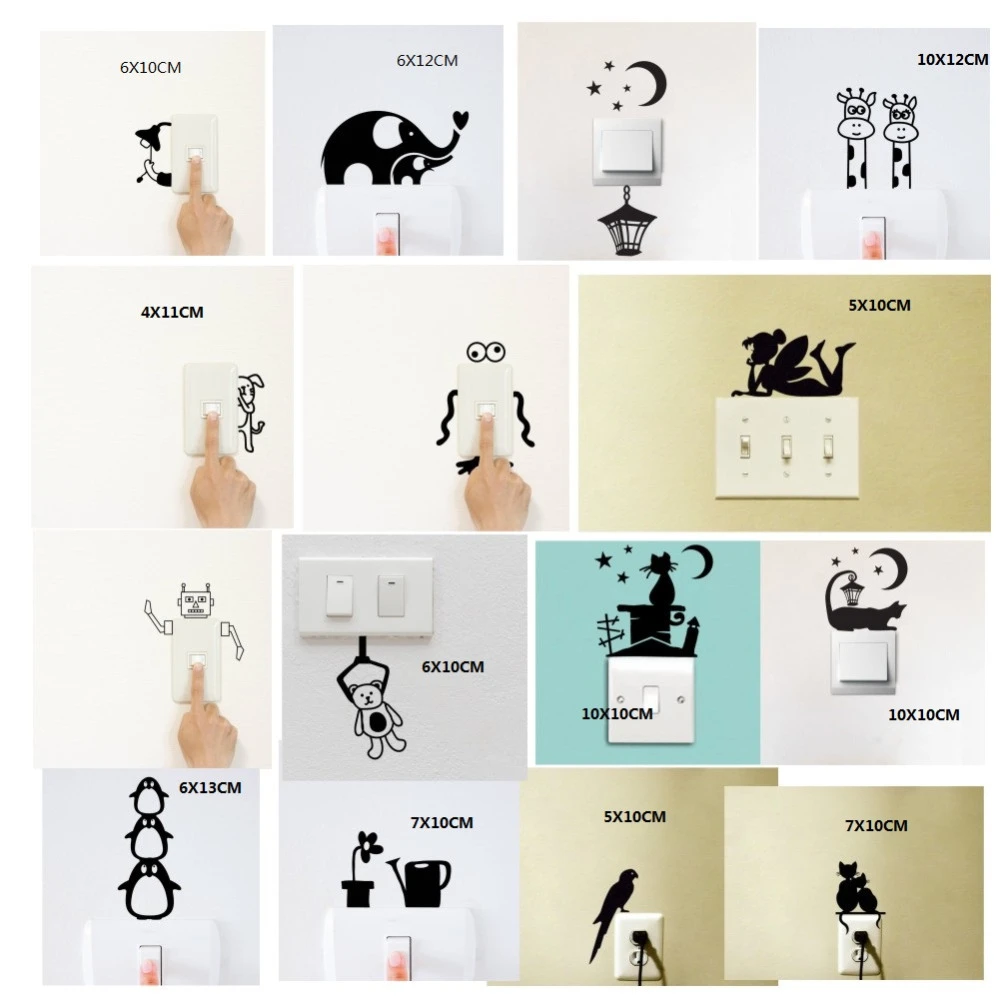 Cartoon Design Switch Stickers Cute Animal Wall Sticker for Kids Room Home Decor Cartoon Design Switch Stickers Cute Animal Wall Sticker for Kids Room Home Decor