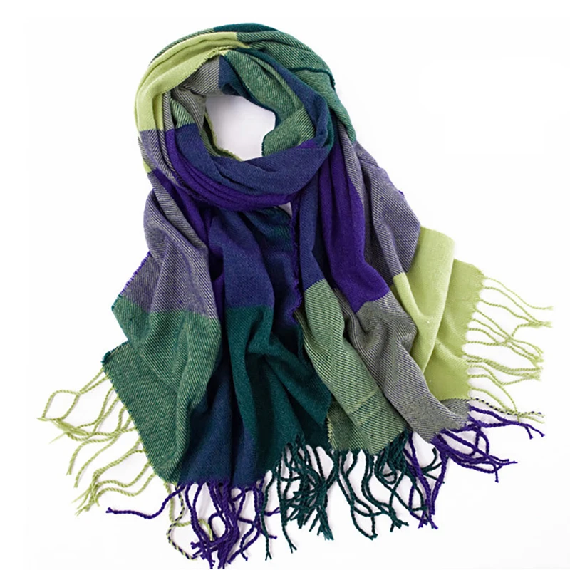 Winter Fashion Girls font b Tartan b font Scarf Women Poncho Bandana Plaid Scarf New Designer
