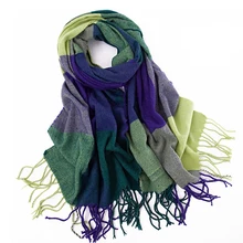 Winter Fashion Girls Tartan Scarf Women Poncho Bandana Plaid Scarf New Designer Acrylic Basic Shawls Womens Brand Fur Scarves