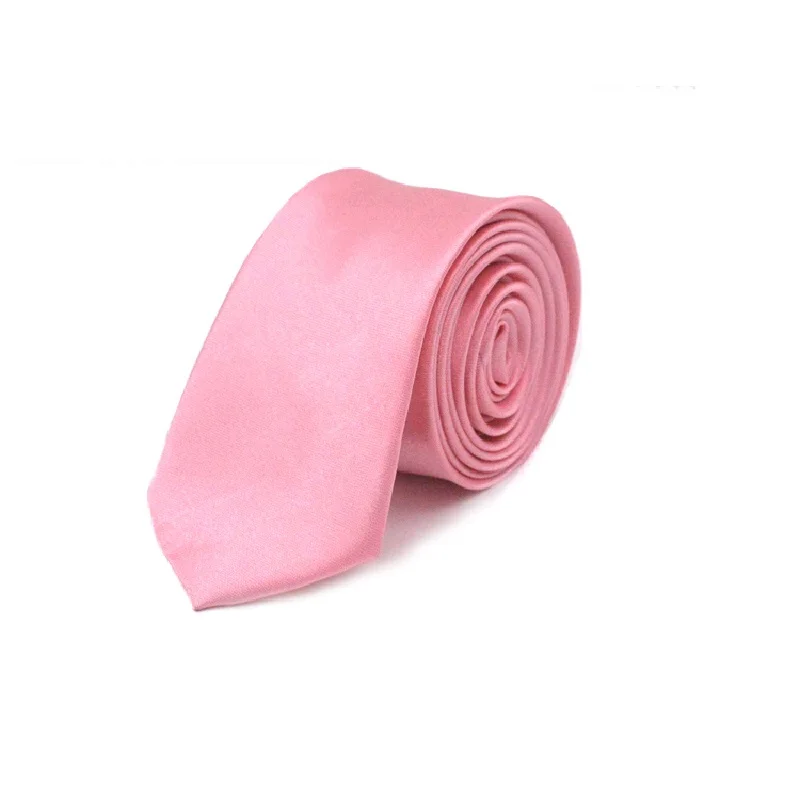 Dark pink HOOYI галстук для мужчин, тонкий галстук, Одноцветный галстук из полиэстера, узкий галстук 5 см, ширина 36 цветов, королевский синий, желтый, золотой - Цвет: Dark pink
