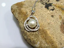 White Freshwater Pearl Pendant Pearl Rhinestone Pendants Real Silver Pendant 925 Sterling Fancy Pearl Jwelry Free Shipping