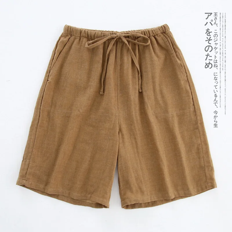 Summer Home Pajama Couples Shorts Men Sleepwear Sexy Pajamas Bottom Cotton Gauze Shorts Comfortable and Breathable Mansleepwear custom pajama pants
