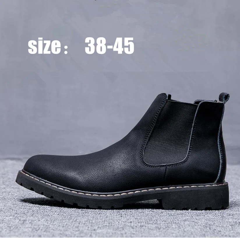 

Plus Size 38-45 Chelsea Boots Winter Mens designer Shoes Black Leather Boots Footwear Warm Plush Fur Boots For Men 8Z-610