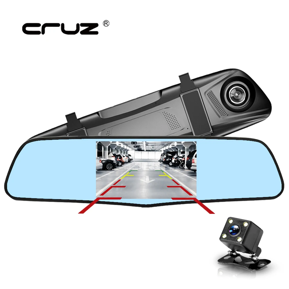

CRUZ car dvr Auto 4.3 Inch Rearview Mirror Digital Video Recorder Dual Lens Registratory Camcorder Full HD 1080P Car Dvr Camera