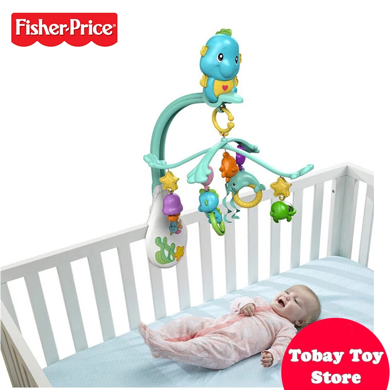 Fisher Price Детский Комплект постельного белья Забавный музыкальный мобильный животное кровать колокольчик мобильный Fundo do Mar Verde кларо DFP12 детские игрушки для сна