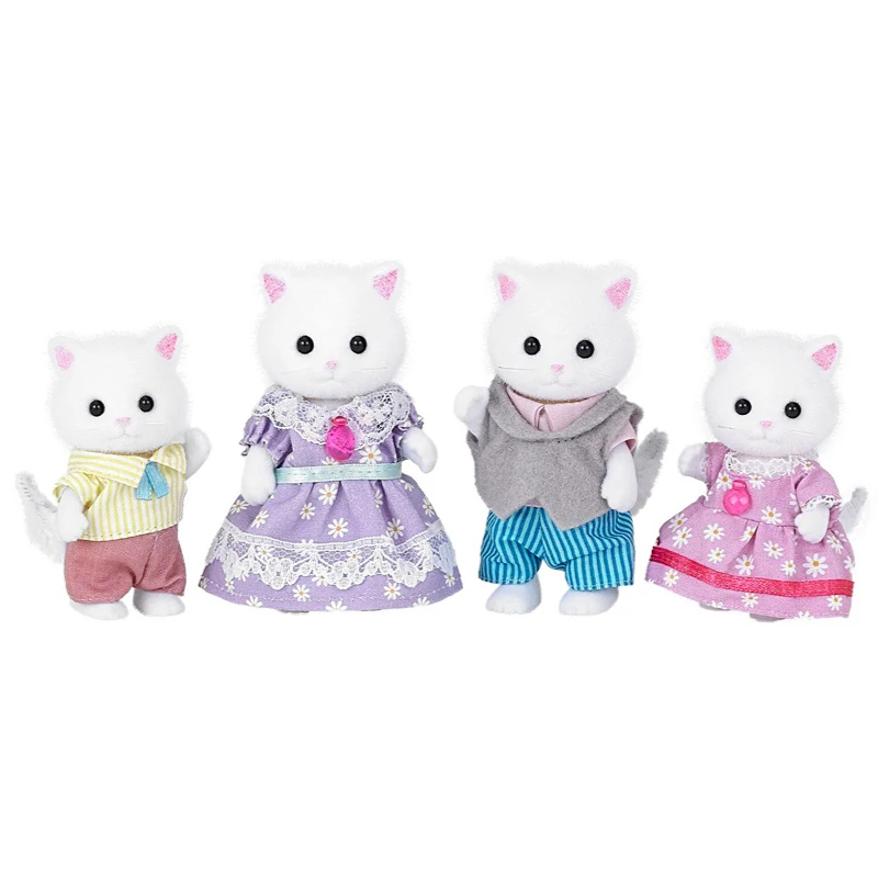 Sylvanian Families персидский кот семейный кукольный домик 4 шт. Набор фигурок родители и дети игрушка-подарок для девочки Новинка 5216