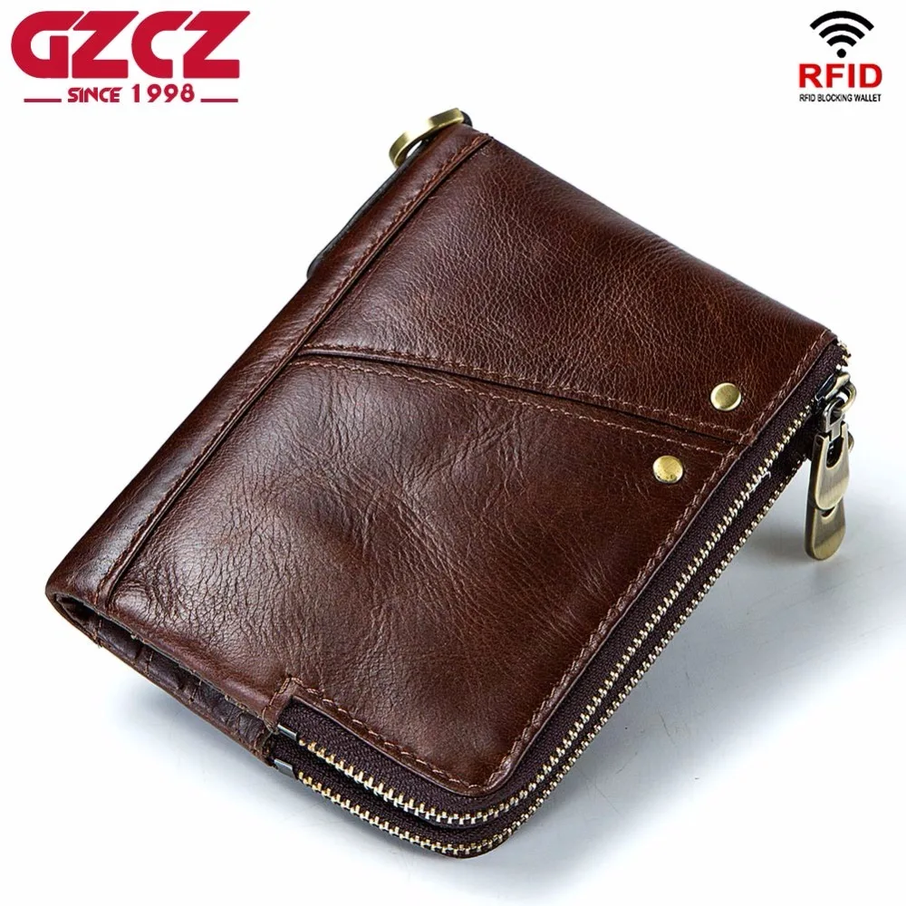 GZCZ Luxury Brand Wallet Men Zipper Design 2018 Men&#39;s Genuine Leather Vallet Mini Coin Purse ...