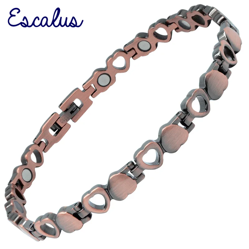 Escalus женское сердце дизайн твердая Чистая медь Исцеление браслет с магнитной подвеской для женщин браслеты польза для артрита ювелирные изделия