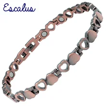 Escalus женское сердце дизайн твердая Чистая медь Исцеление браслет с магнитной подвеской для женщин браслеты польза для артрита ювелирные изделия