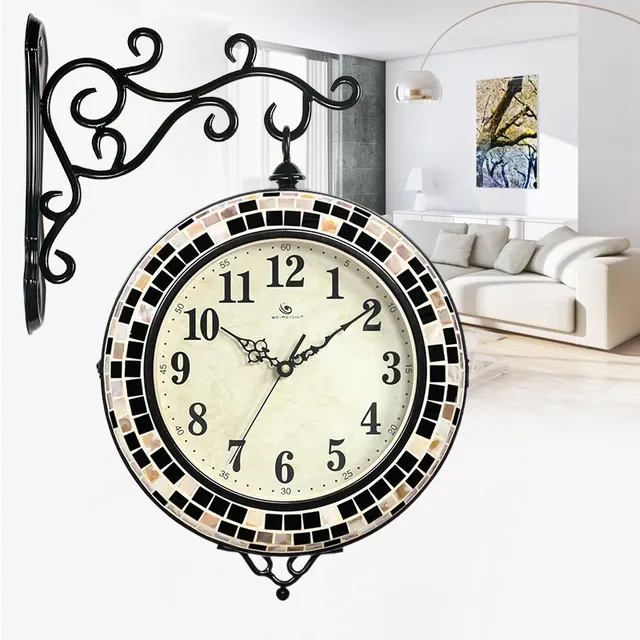 Double sided wall clock living room home modern minimalist European