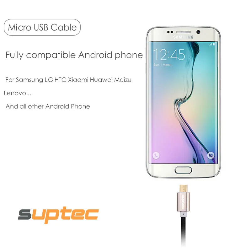 SUPTEC 25 سنتيمتر 1 m 2 m 3 m المصغّر usb كابل 2.4A النايلون مضفر سريع شحن شاحن USB للهاتف المحمول كابل ل سامسونج/xiaomi/هواوي
