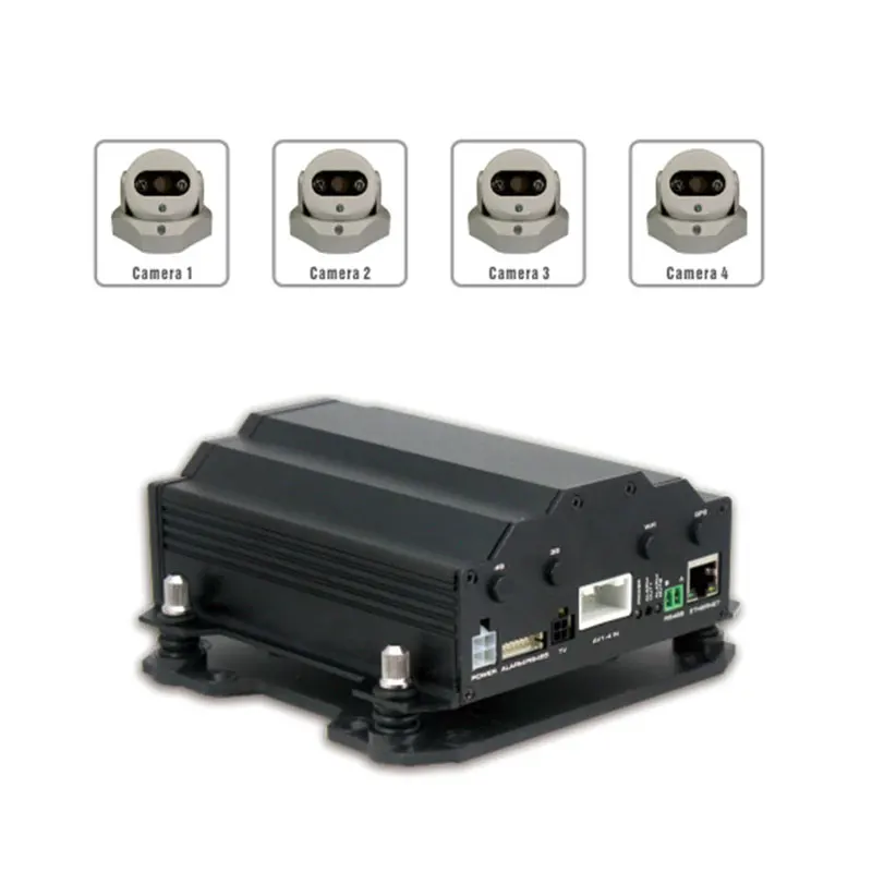  DTY móvil HDD 4 CH DVR de coche sistema de cámara con software cms libre 3G WIFI GPS opcional