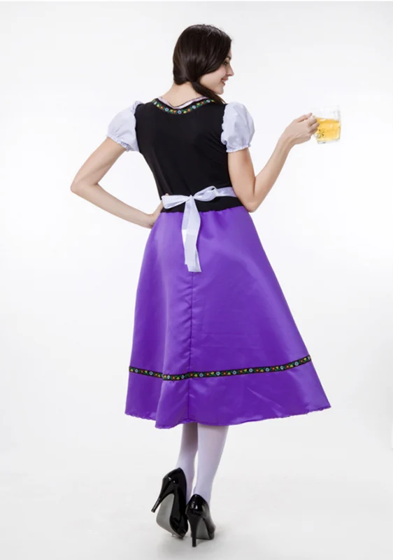 Женский костюм для Октоберфеста девушка официантка Dirndl фиолетовые платья Косплей Германия Баварская Карнавальная костюмная вечеринка на Хэллоуин