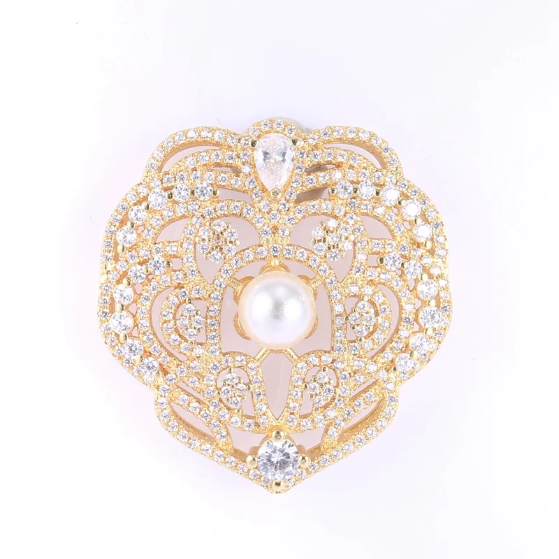 

Luxury Fashion Jewelry Making Supplies AAA Cubic Zirconia Rhinestone Flower Pendant For DIY Long Pearls Chain Necklace Accessory