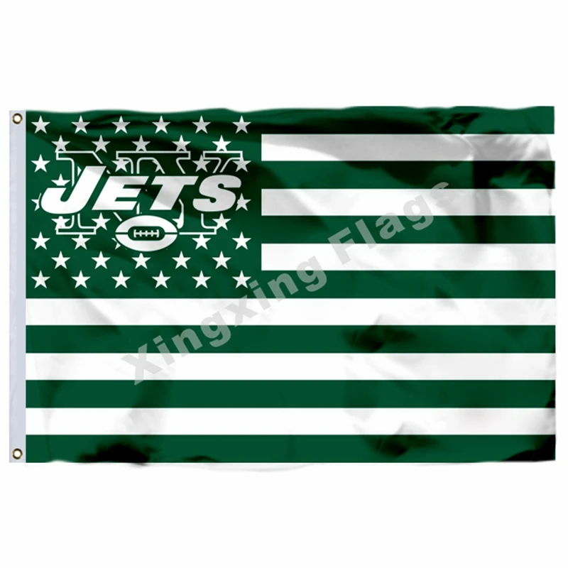 New York Jets With New York City Skyline Flag 3ft X 5ft Polyester NFL