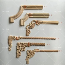 4 pçs/lote, Apliques de Madeira, acabamento em madeira Europeia, decalques decorativos, fiação da porta e mesa decorada com esculpido flor ângulo (A727)